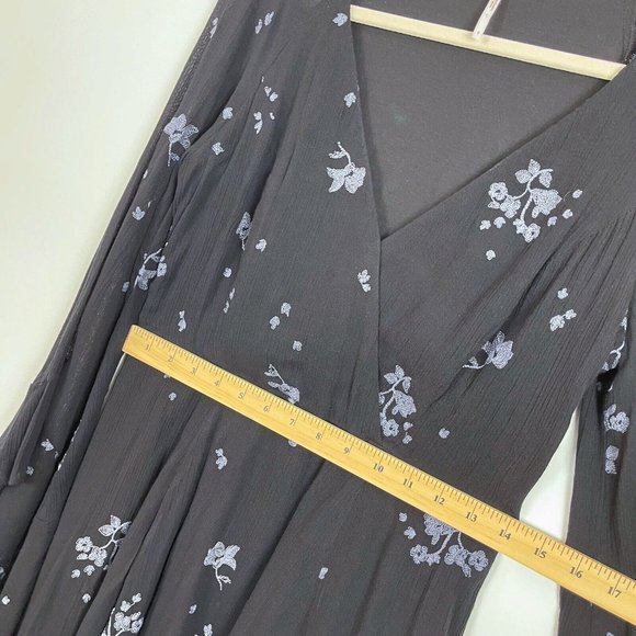 Free People Black Floral Dress Size 6 Mini Boho - Picture 8 of 11